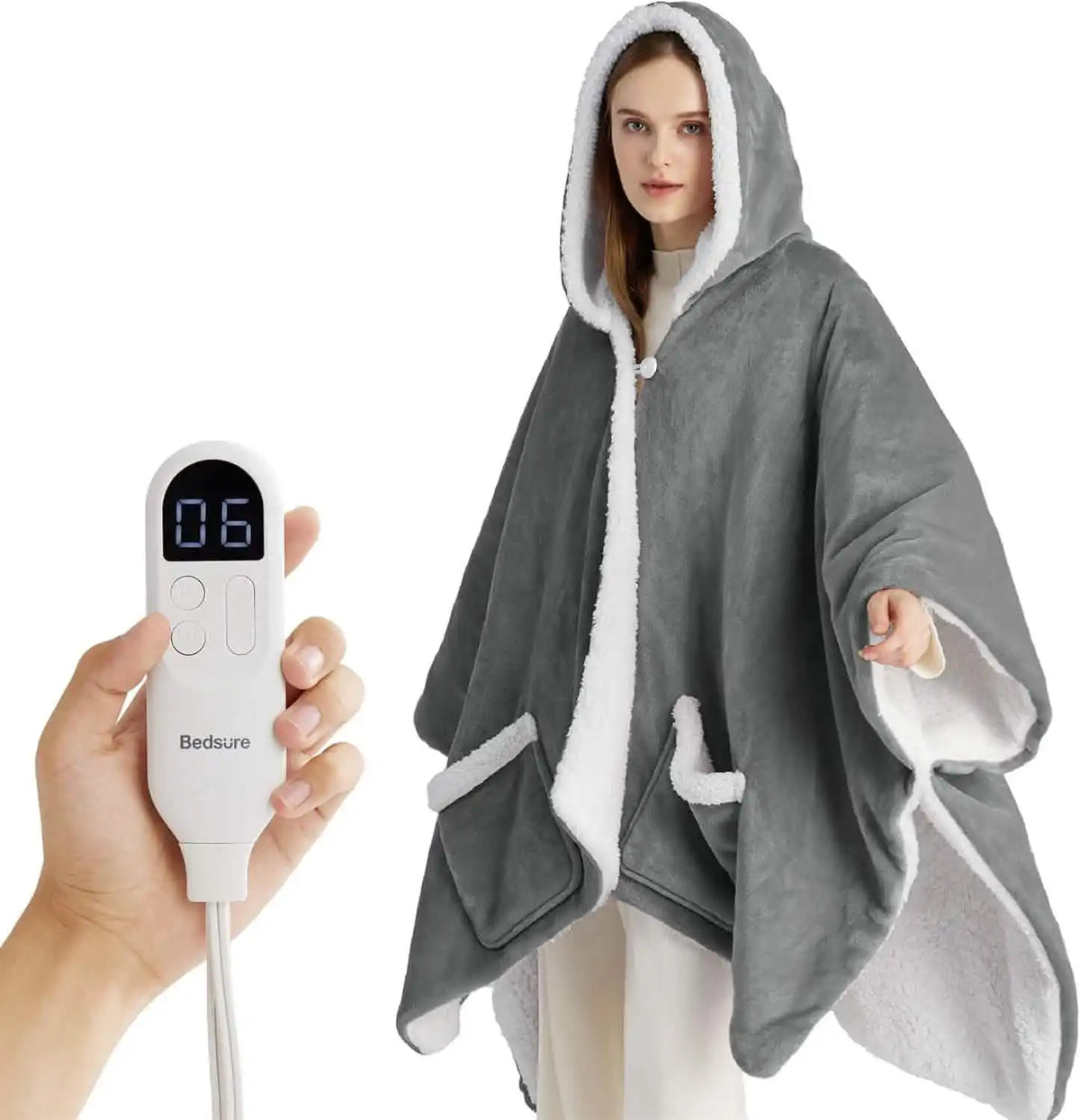 Heated Sherpa Fleece Blanket Hoodie