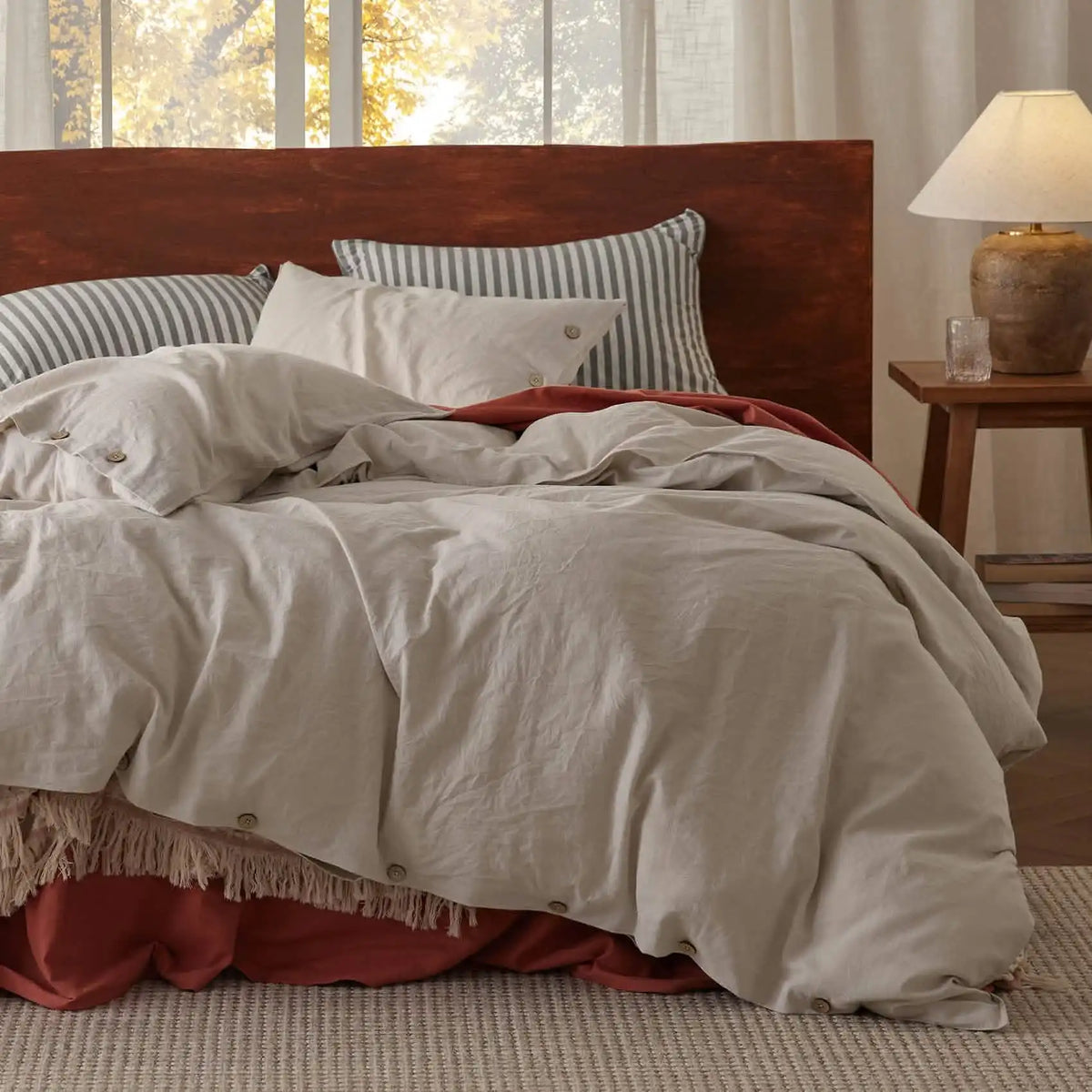 Cotton Linen Hybrid Duvet Cover Set