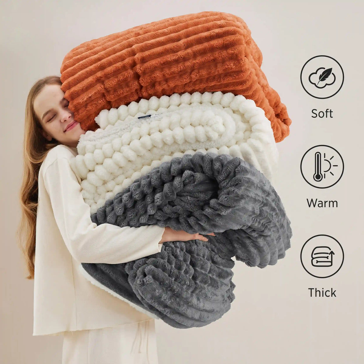 Jacquard Stripes Shaggy Sherpa Blanket