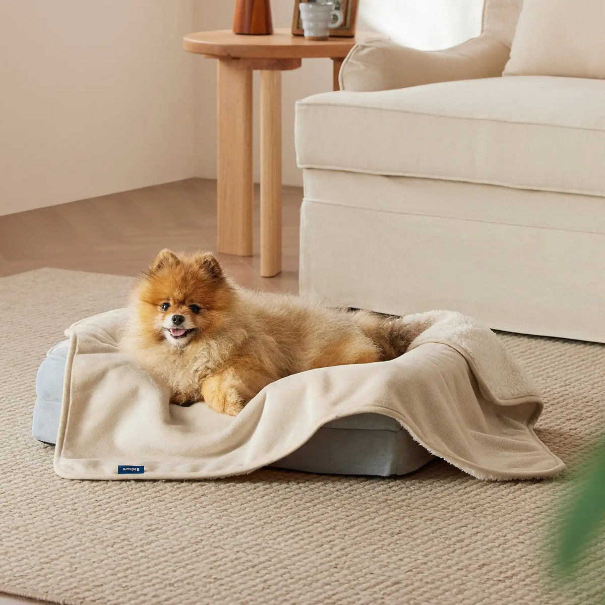 Reversible Sherpa and Microfiber Fleece Dog Blanket