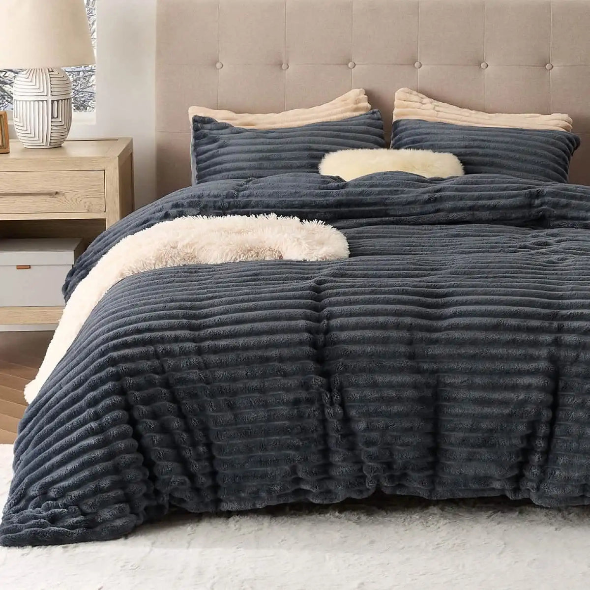 Striped Flannel Duvet Cover Set