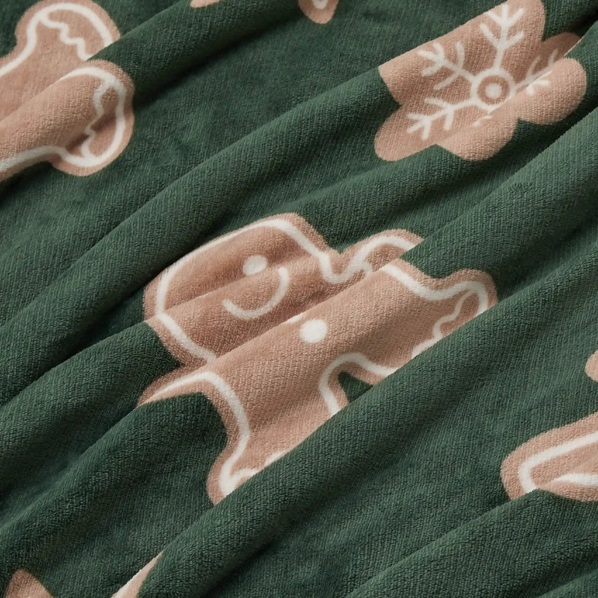 Christmas Gingerbread Green Sherpa Throw Blanket